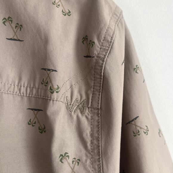 5.11 Tactical Shirt Button Up Snaps Short Sleeve Palm Tree Print Tan Size Large - Picture 12 of 12